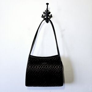 Vintage 90's Vittorio Shiny Faux Leather Croc Embossed Shoulder Bag Purse EUC